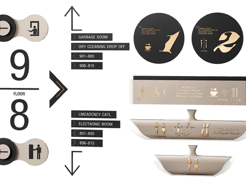  现代导视吊牌3d模型 