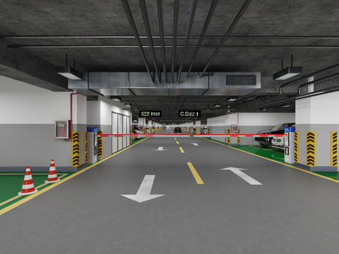  地下停车场3d模型 
