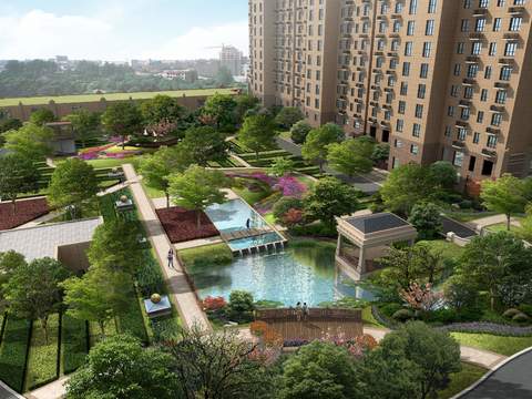  现代小区公园园林景观psd 