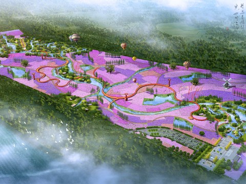  公园花卉鸟瞰psd 