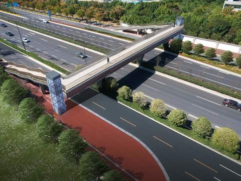  人行天桥 城市道路psd 