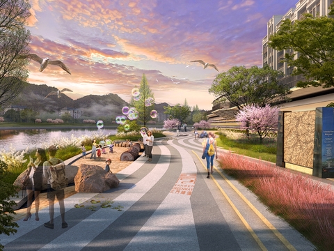  湿地公园 滨湖步道psd 