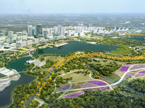  园林景观鸟瞰psd 