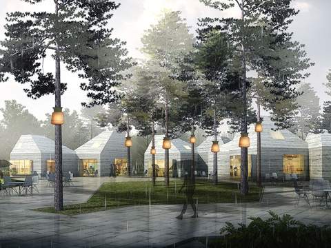  现代湿地园林景观psd 