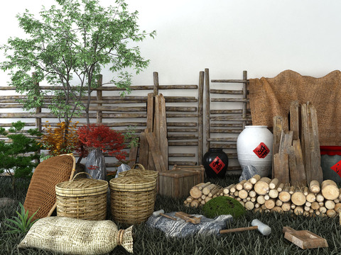  农家乐 园艺小品3d模型 