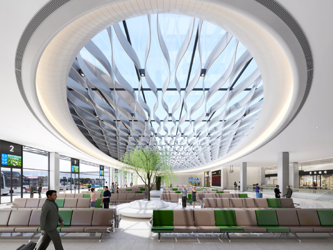  现代候车厅3d模型 