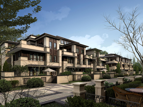  现代住宅楼建筑外观psd 