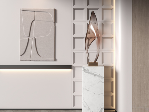  现代玻璃抽象雕塑3d模型 