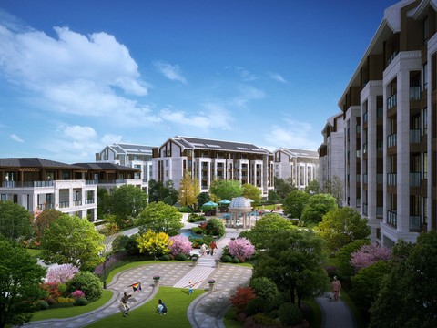  小区住宅鸟瞰psd 