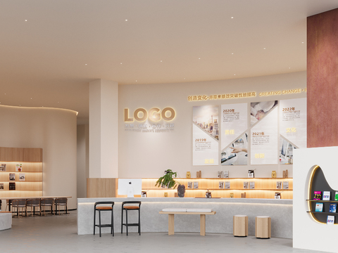  现代书吧 图书馆3d模型 