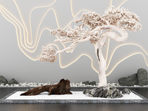  新中式松树景观小品3d模型 