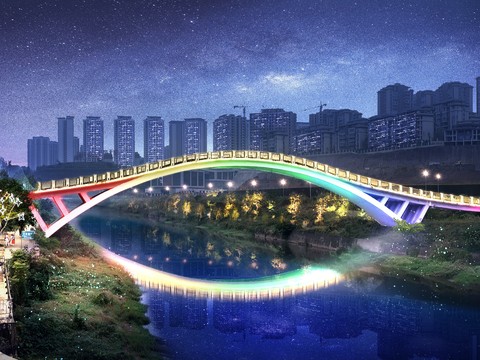  桥梁 立交桥夜景psd 
