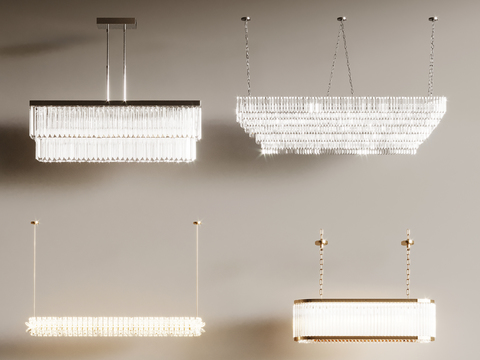  现代奢华水晶吊灯3d模型下载 金属框架透明玻璃设计 室内装饰照明灯具 