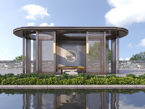  新中式亭子 凉亭3d模型 