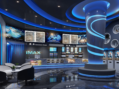  现代电影院大厅3d模型 