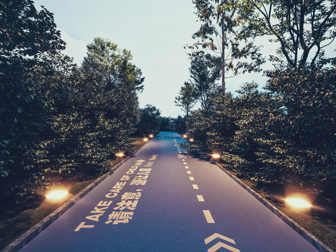  森林公园骑行车道 绿道3d模型 