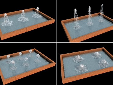  现代喷泉水景3d模型 