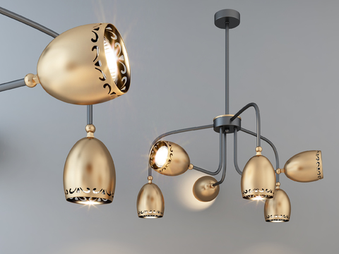 现代金属多头吊灯3d模型