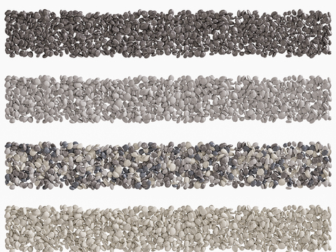  鹅卵石 碎石 汀步小品3d模型 