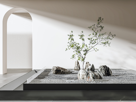  现代景观石头小品3d模型 