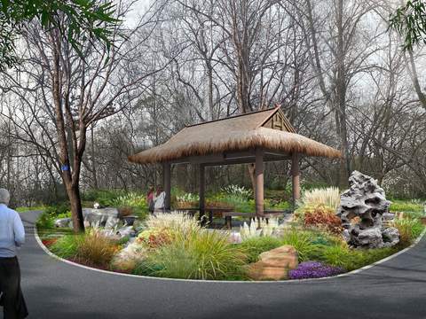  现代公园凉亭休息亭psd 