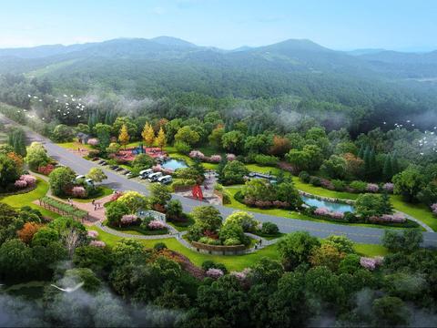  公园景观鸟瞰psd 