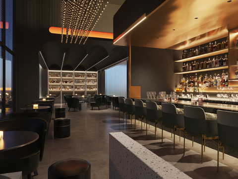  现代酒吧清吧3d模型 