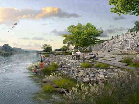  现代河道园林psd 