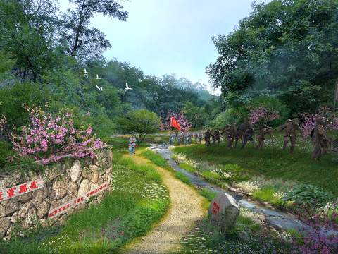  现代红军森林公园园林psd 