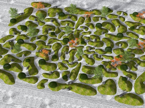  微地形 草坡 小山包 小土坡 园艺小品3d模型 