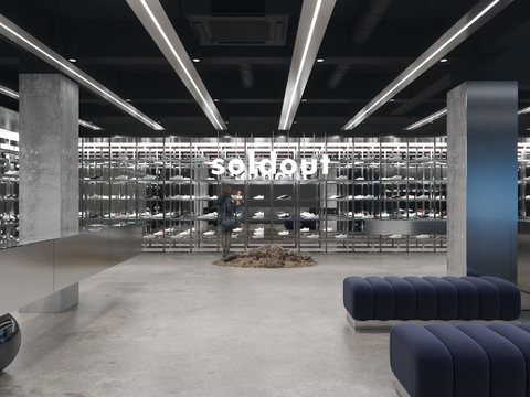  工业风鞋店3d模型 