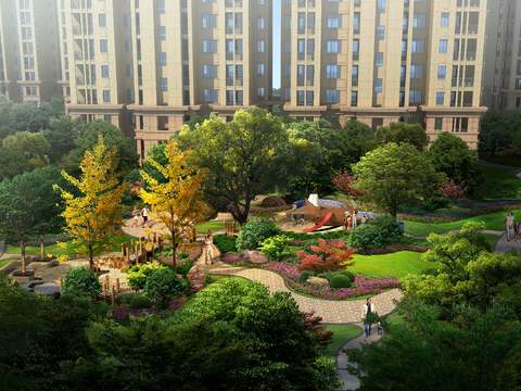  现代小区园林景观psd 