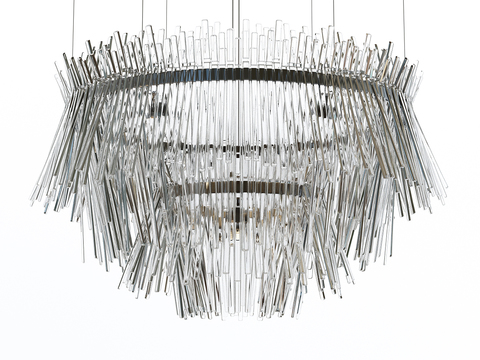  现代水晶吊灯3d模型下载 玻璃金属简约设计 艺术感室内装饰灯具 