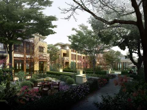  现代庭院花园景观psd 