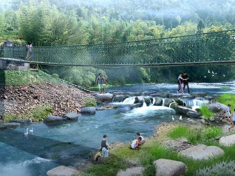  河道园林景观psd 