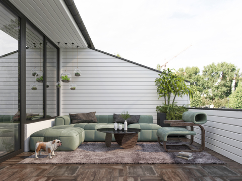  现代露台阳台3d模型 