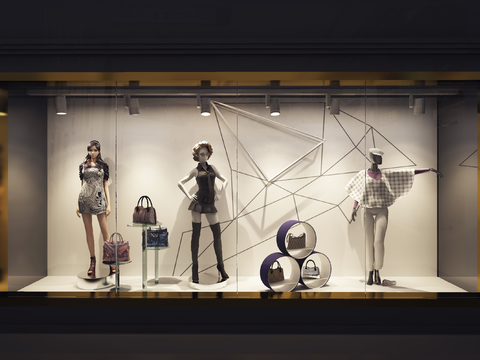  现代服装店橱窗3d模型 