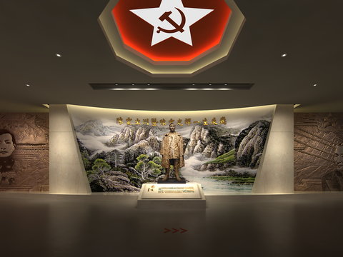  现代人物纪念馆展厅博物馆3D模型 