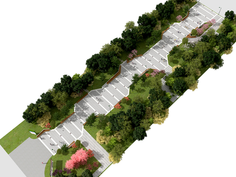  现代广场景观鸟瞰图3d模型 