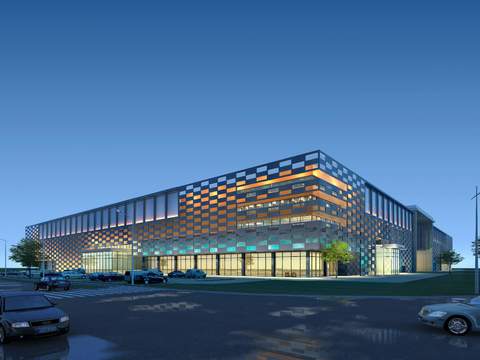  现代建筑外观夜景景观psd 