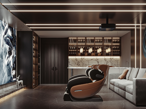  现代影视厅3d模型 