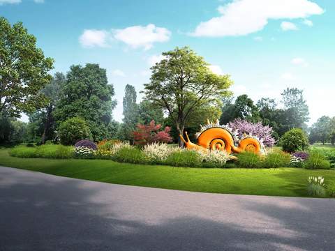  现代公园园林景观psd 