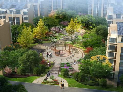  现代小区景观psd 