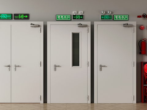  消防门 应急灯 安全出口 消火栓3d模型 