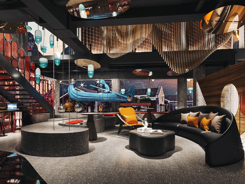  现代酒吧3d模型 