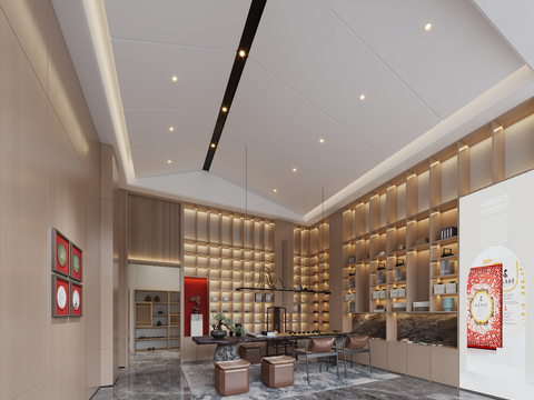  新中式茶庄 茶楼3d模型 