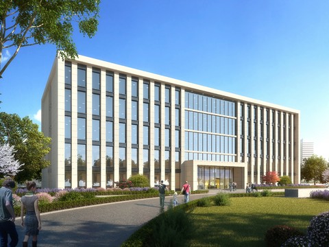  现代办公楼建筑外观psd 