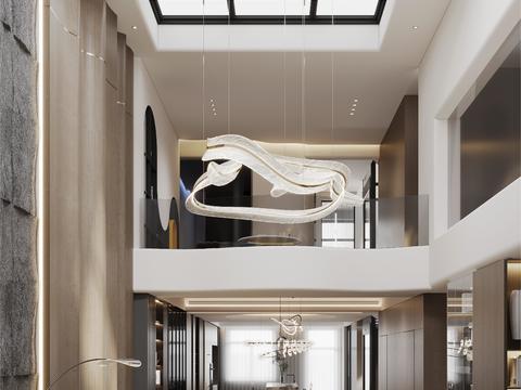  别墅客厅 别墅大堂3d模型 