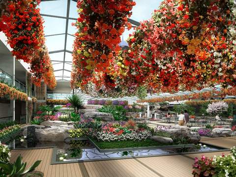  现代植物园景观psd 