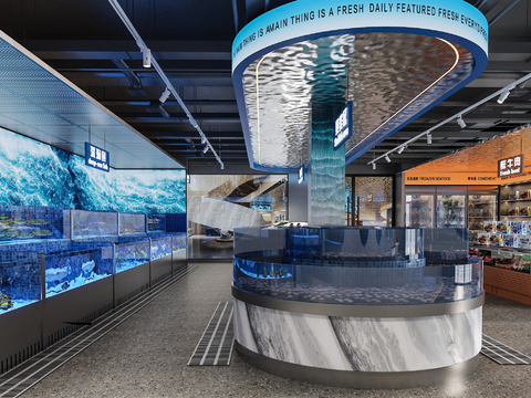  海鲜超市 生鲜超市3d模型 
